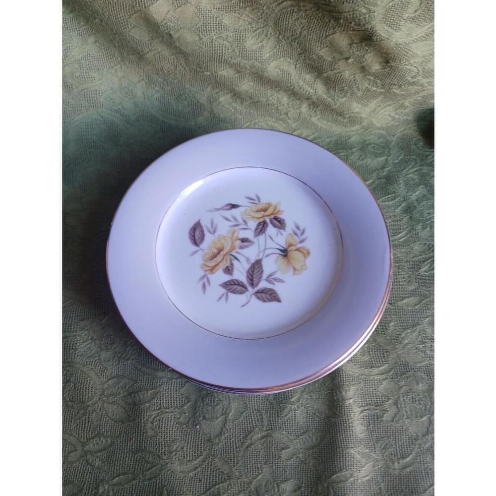 Noritake Dorcas Yellow Roses Bread Plate Gold Rim Japan